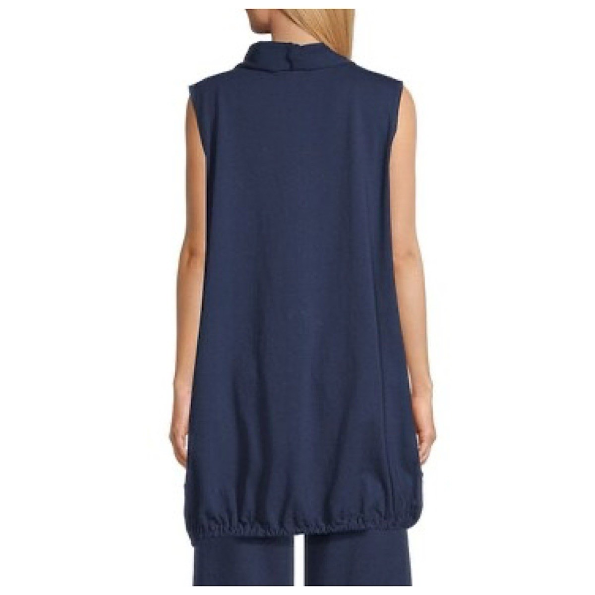 Bryn Walker Oden Cowl Neck Lantern Tunic Top Sz S Navy Blue Sleeveless — image 2 of 8